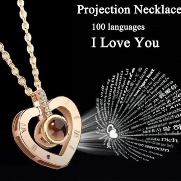 Rose gold global I ❤️ U In over 100 different languages Stamped925 Necklace - Picture 2 of 5